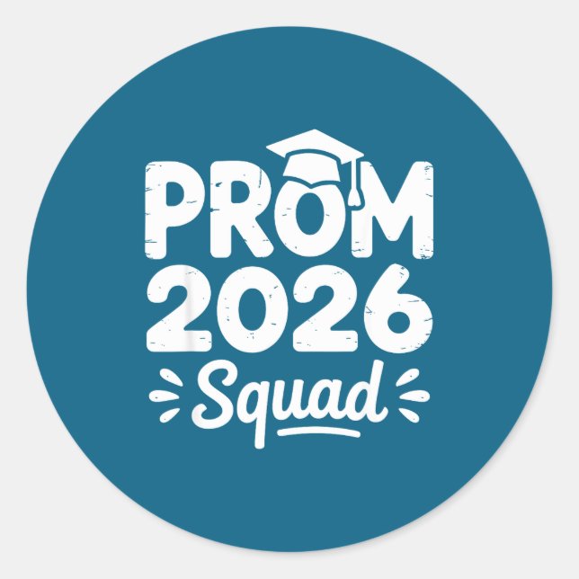 Sticker Rond Prom Squad 2026 Graduate Funny (Devant)