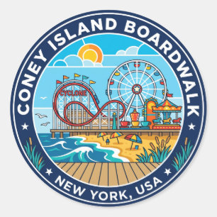 Sticker Rond Promenade de Coney Island USA