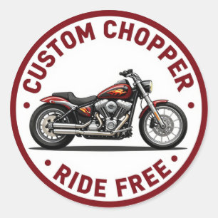 Sticker Rond 🔥 Promenade en chopper personnalisé gratuite