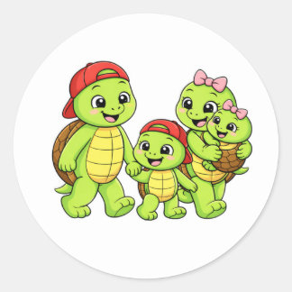 Sticker Rond Promenade en famille
