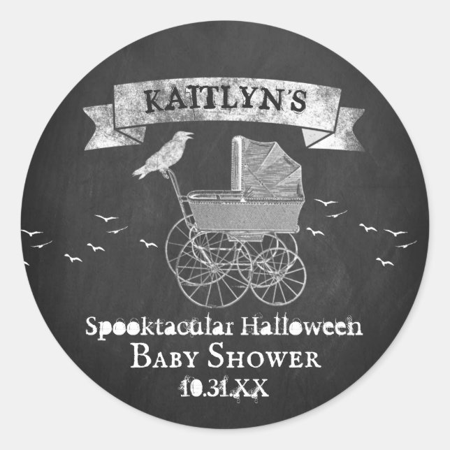 Sticker Rond Promenade Vintage Halloween pour Bébé (Devant)