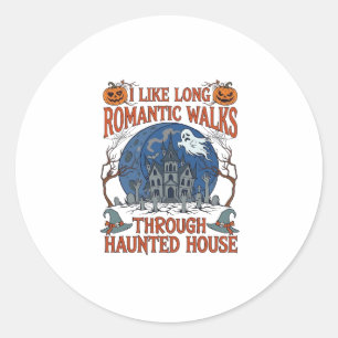 Sticker Rond Promenades Romantiques à Travers la Maison Hantée