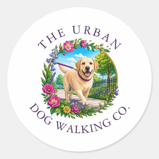Sticker Rond Promeneur Dresseur de Labrador  (Devant)