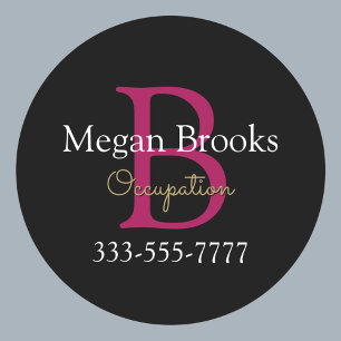 Sticker Rond Promo Entreprise, Nom, Monogramme & Titre sur Fond