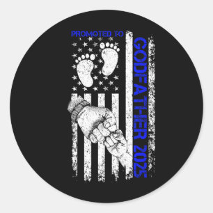 Sticker Rond Promoté À Drapeau Vintage De Godfather Est 2025 Us