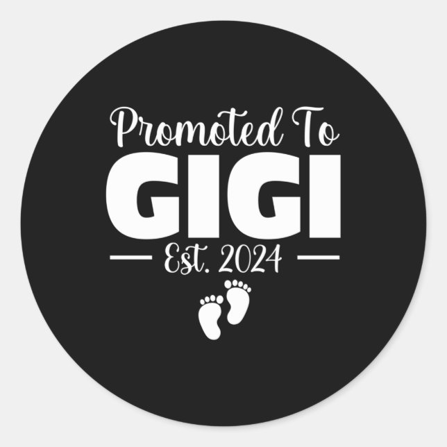 Sticker Rond Promoté À Gigi 2024 Cadeaux Grossesse Faire-part (Devant)