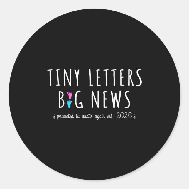 Sticker Rond Promoted To Auntie Again 2026-2nd Baby Announcemen (Devant)