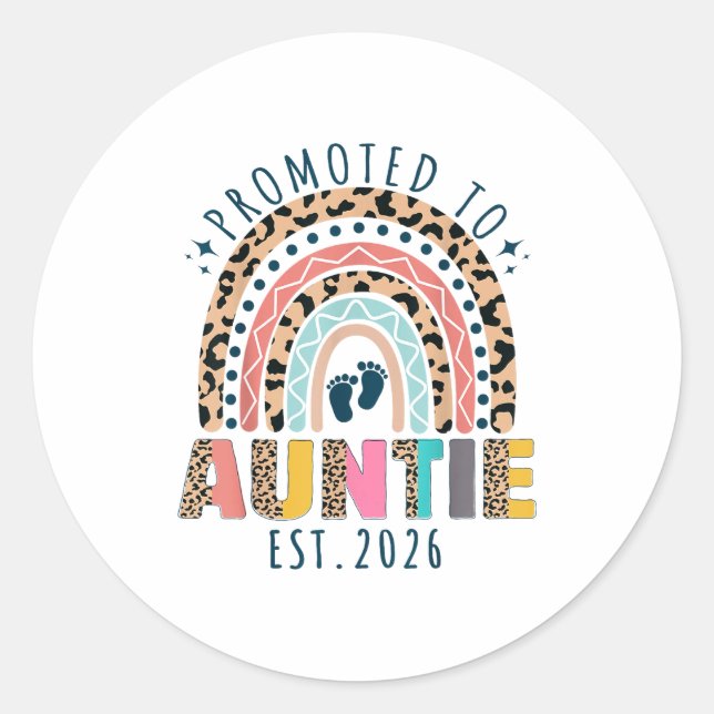 Sticker Rond Promoted To Auntie Est 2026 Soon To Be Aunt First  (Devant)
