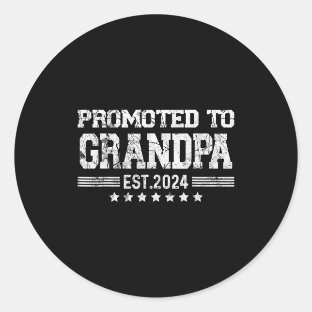 Sticker Rond Promoted To Grandpa 2024 Soon To Be Funny New Dad  (Devant)
