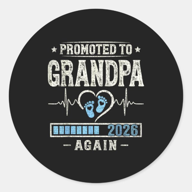 Sticker Rond Promoted To Grandpa Again 2026 Expecting Baby Gran (Devant)