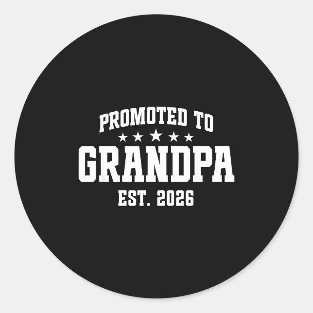 Sticker Rond Promoted To Grandpa Est. 2026 Grandparent Baby Ann (Devant)