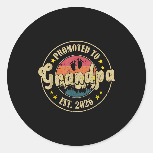 Sticker Rond Promoted To Grandpa Est. 2026 New Grandpa Est. 202 (Devant)