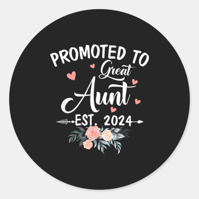 Sticker Rond Promoted To Great Aunt Est 2024 Soon To Be Aunt Fl (Devant)