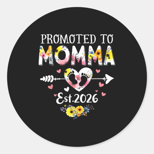 Sticker Rond Promoted To Momma 2026 First Time New Grandma Preg (Devant)