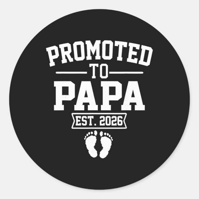 Sticker Rond Promoted To Papa Est 2026 Retro Soon To Be Papa 20 (Devant)