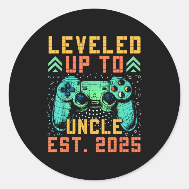 Sticker Rond Promoted To Uncle 2025 Leveled Up To Uncle Est 202 (Devant)
