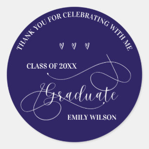 Sticker Rond Promotion Bleue et Blanche 2026 Remerciements Dipl
