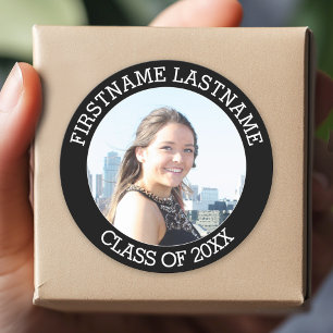 Sticker Rond Promotion de - Photo et nom moderne