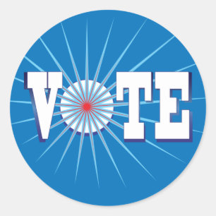 Sticker Rond Promouvoir le vote avec ce VOTE Bleu