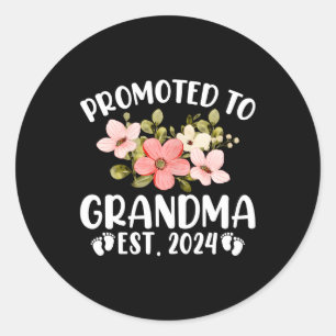 Sticker Rond Promu À Grand-Mère 2024 Première Fleur Nana