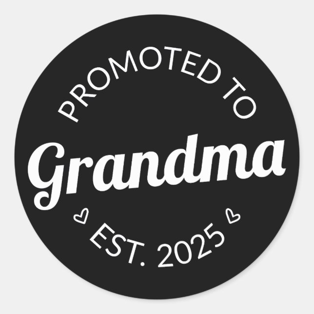 Sticker Rond Promu À Grand-Mère Est. 2025 I (Devant)