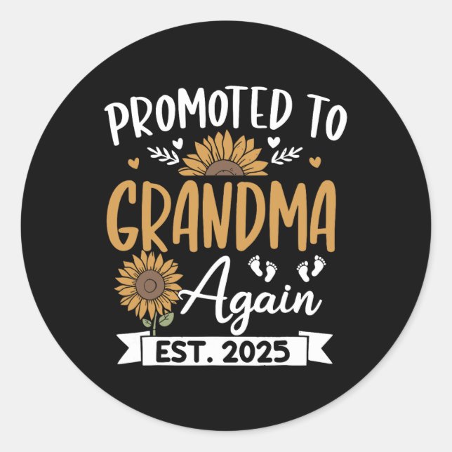 Sticker Rond Promu À Grand-Mère Est 2025 Tournesol (Devant)