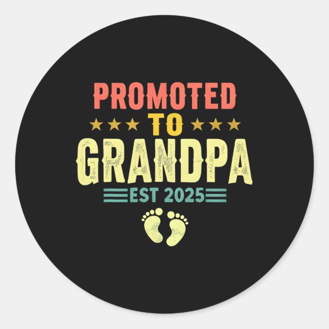 Sticker Rond Promu À Grandpa Est 2025 Bientôt Être Grand-Père F (Devant)