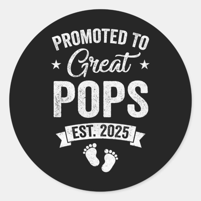 Sticker Rond Promu À Great Pops Est 2025 Grossesse Annonce (Devant)