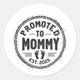 Sticker Rond Promu à Mommy Est. faire-part de grossesse 2025