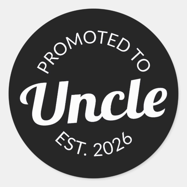 Sticker Rond Promu À Oncle Est. 2026 I (Devant)