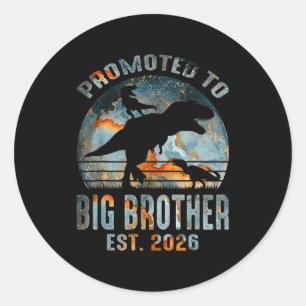 Sticker Rond Promu grand frère 2026 dinosaure t-rex garçons