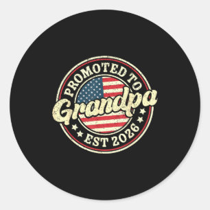 Sticker Rond Promu Grand-père dès 2026 Rétro Vintage Nouveau Gr