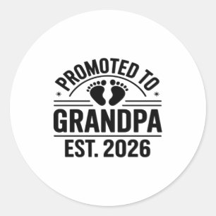 Sticker Rond Promu Grand-père, Établi en 2026, Drôle de nouveau