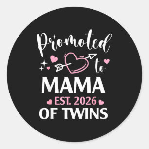 Sticker Rond Promue maman de jumeaux en 2026 flèche cœur