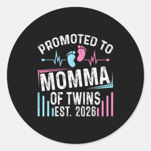 Sticker Rond Promue Maman de Jumeaux Ét 2026 Baby Shower Vi