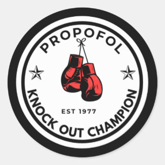Sticker Rond Propofol Knock out champ (noir/rouge)