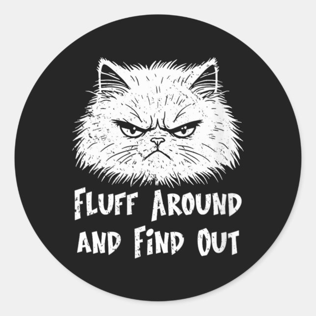 Sticker Rond Propriétaire de chat drôle et sarcastique Fluff Ar (Devant)