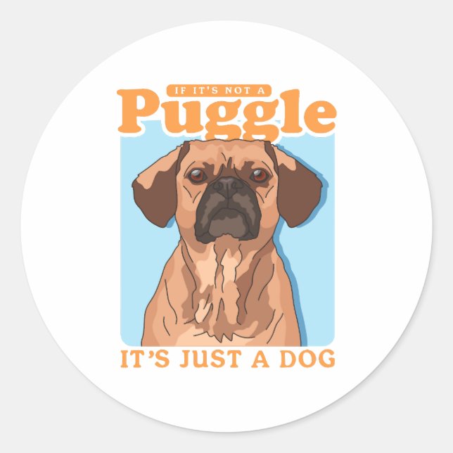 Sticker Rond Propriétaire de chien Puggles C'est une copie de P (Devant)
