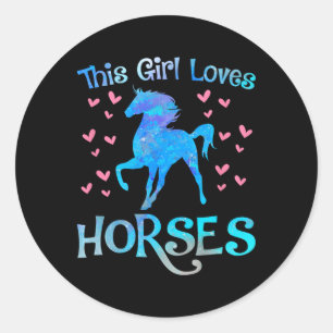 Sticker Rond Propriétaire Du Cheval Cette Fille Aime Les Chevau
