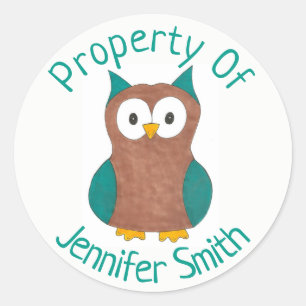Sticker Rond Propriété de l'oiseau Brown Sage Personnalisé
