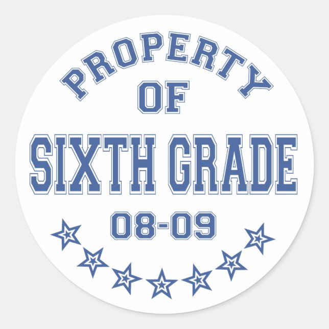 Sticker Rond Propriété De Sixième Classe (Devant)