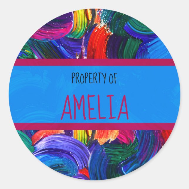 Sticker Rond Propriété de votre nom Faux Peint (Devant)
