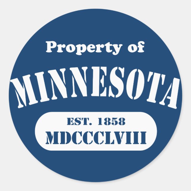 Sticker Rond Propriété du Minnesota - n'importe quelle couleur! (Devant)