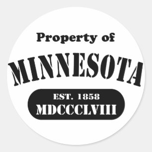 Sticker Rond Propriété du Minnesota - texte noir