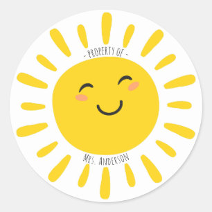 Sticker Rond Propriété du nom de l'enseignant Sunshine
