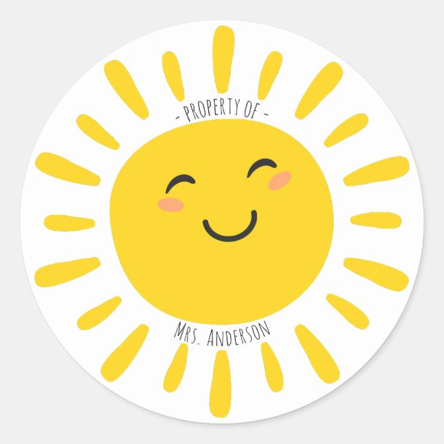 Sticker Rond Propriété du nom de l'enseignant Sunshine (Devant)