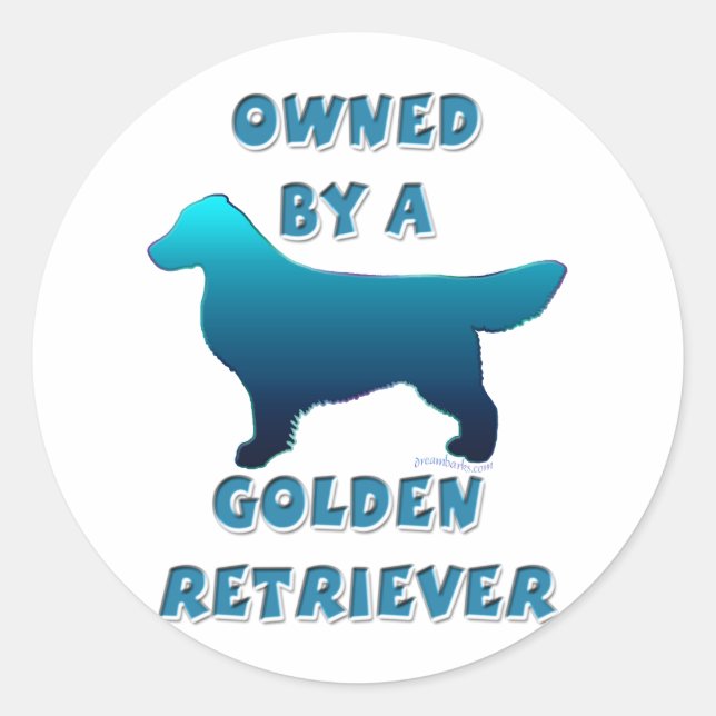 Sticker Rond Propriété d'un Golden Retriever (Devant)