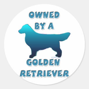 Sticker Rond Propriété d'un Golden Retriever