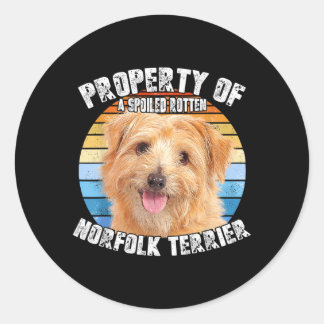 Sticker Rond Propriété Rétro de Norfolk Terrier