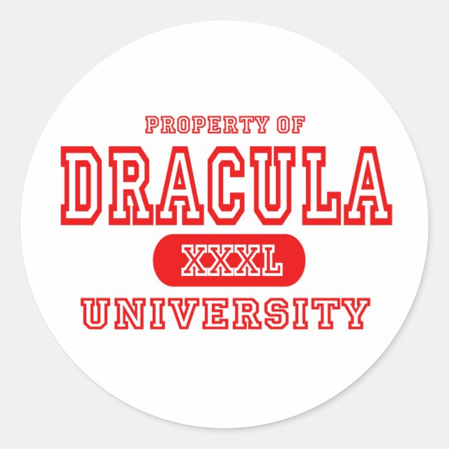 Sticker Rond propriété université rouge dracula pour blanc T (Devant)